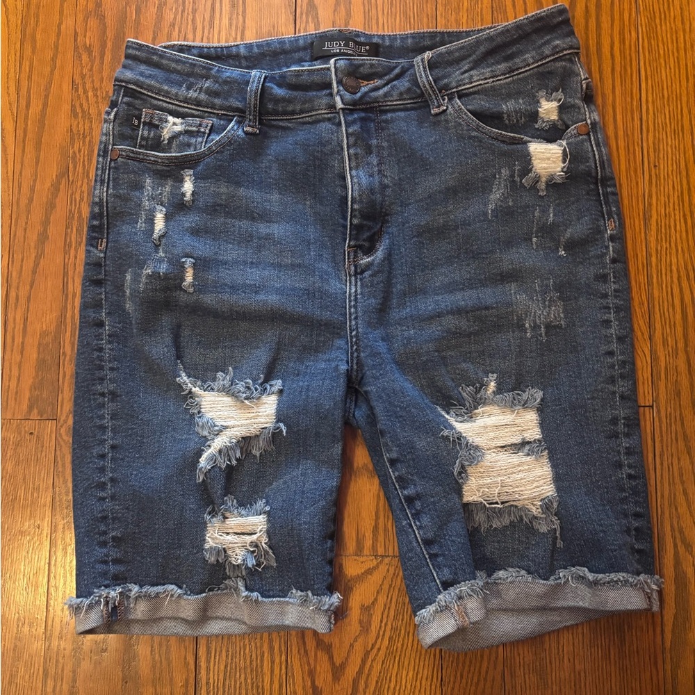Judy Blue Ripped Denim Bermuda Shorts